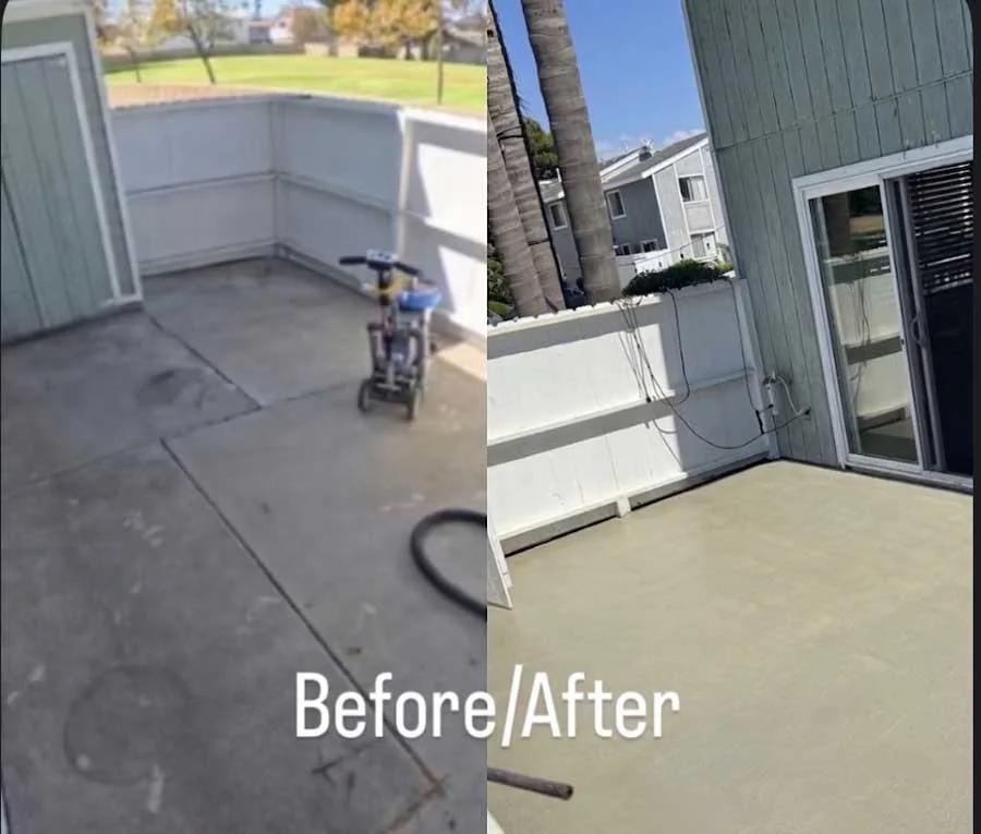 Before and after patio concrete coating