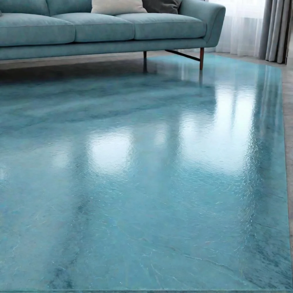 Polished blue floor in a living area